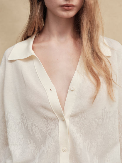 Chiffon Semi-sheer Knit Blouse