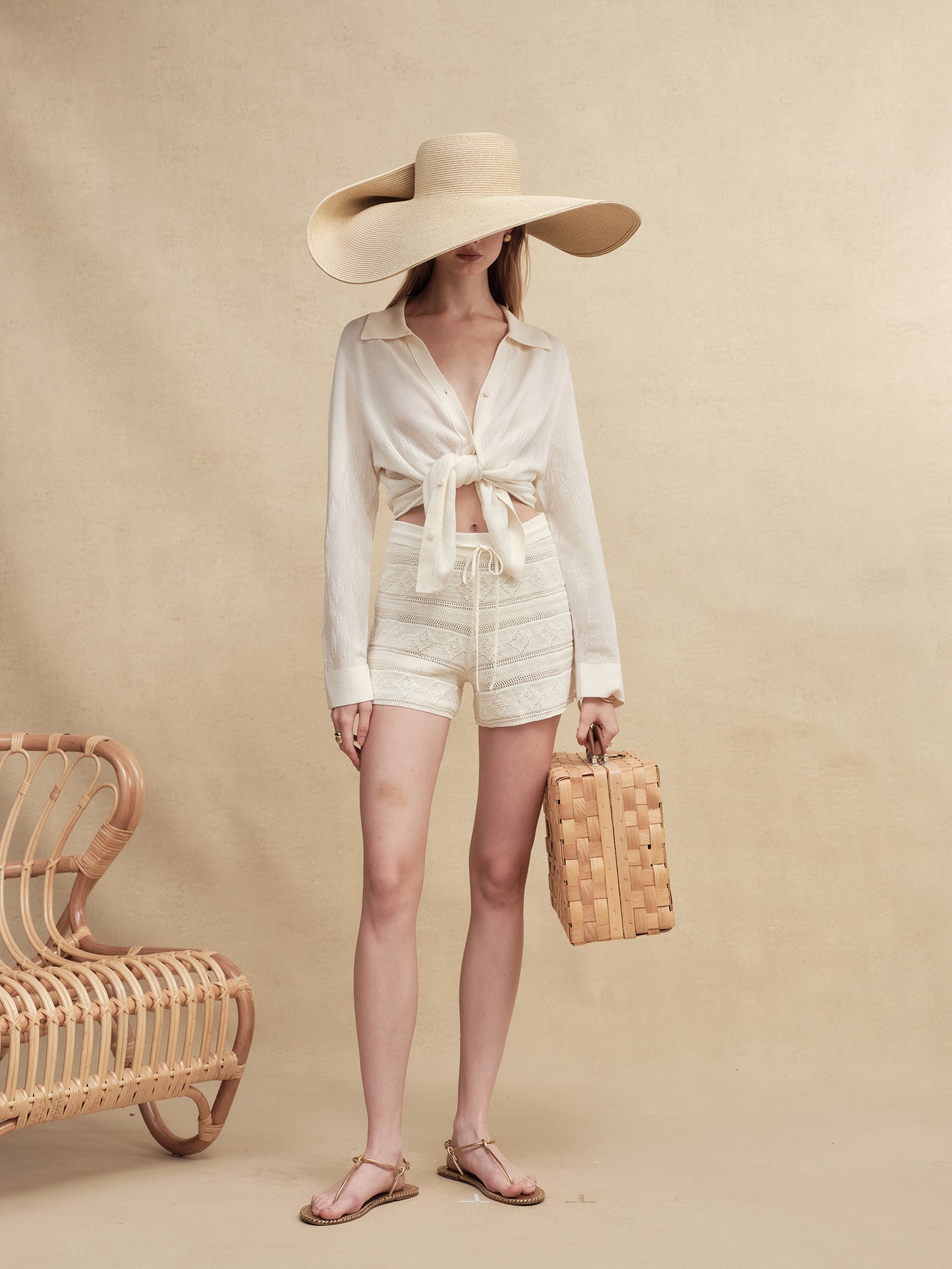 Hemp Patterned Knit Shorts