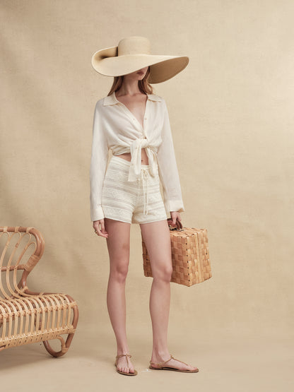 Chiffon Semi-sheer Knit Blouse