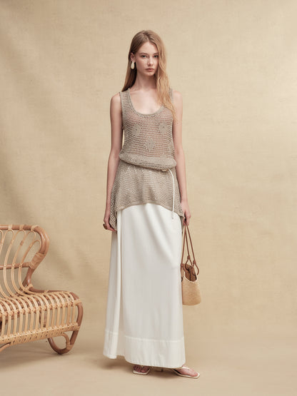 Gold-Dusted Knit Long Vest