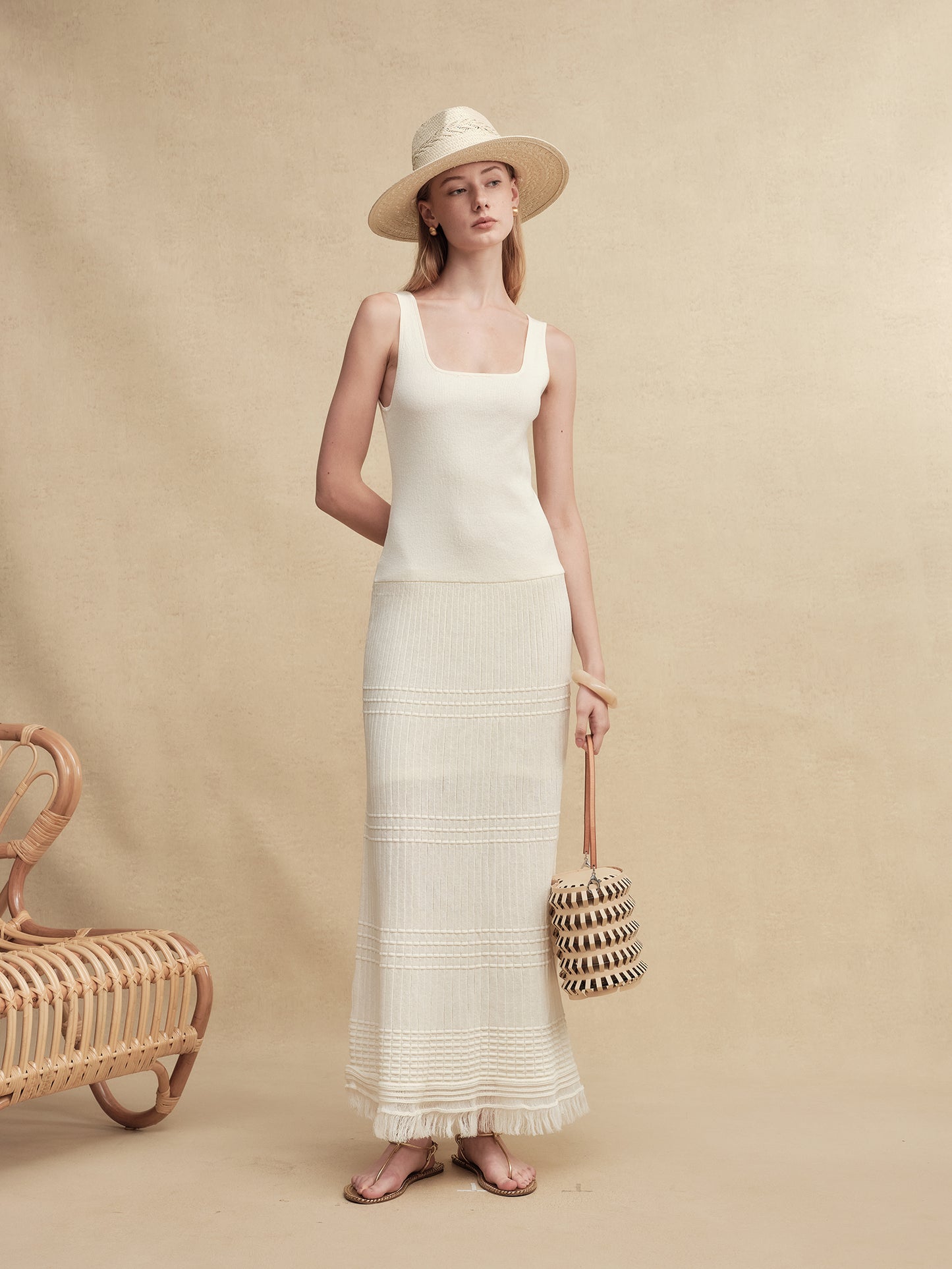 Textured Slim-Fit Knit Midi Dress