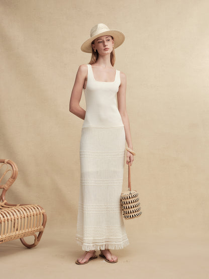Textured Slim-Fit Knit Midi Dress
