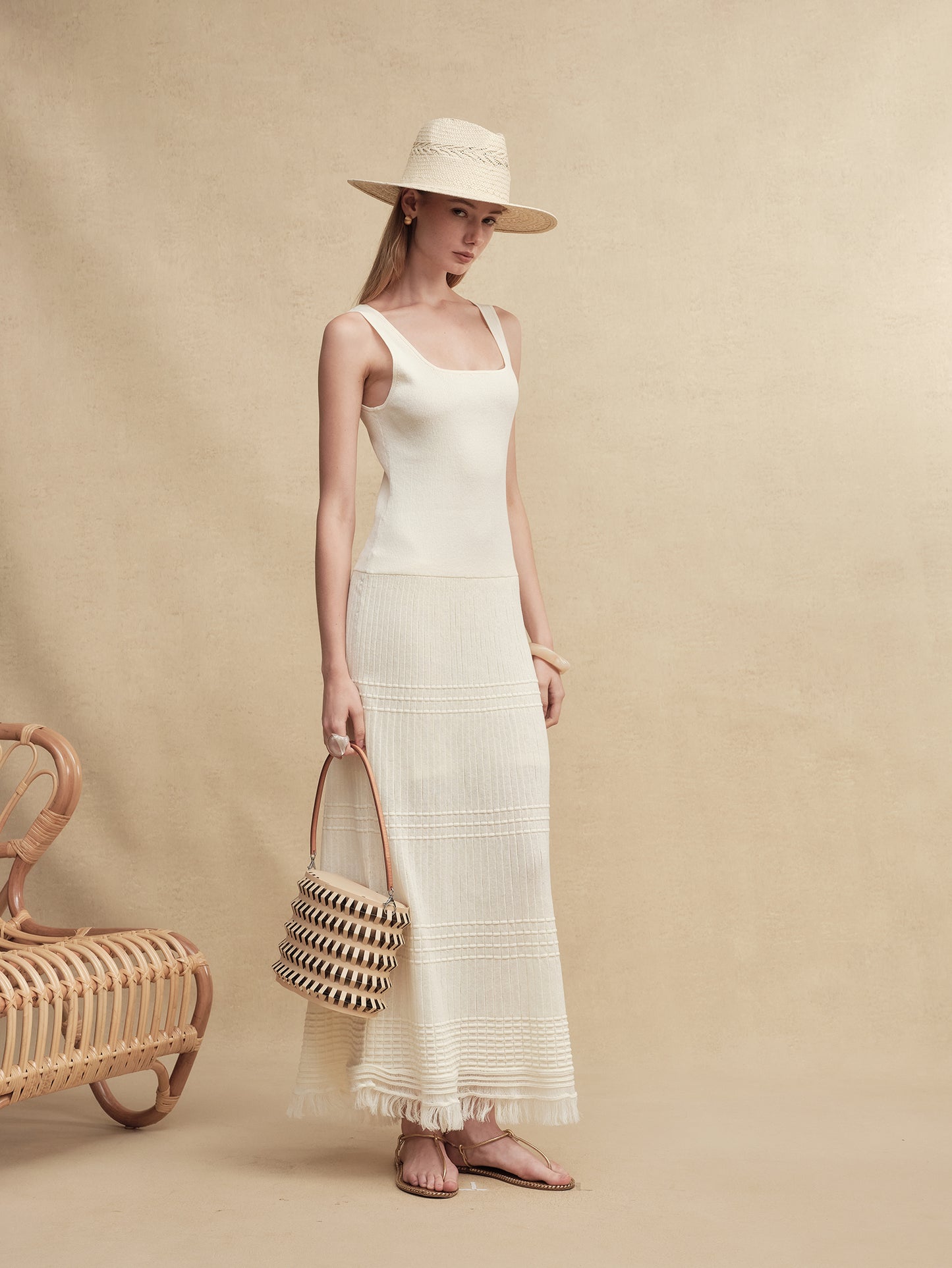 Textured Slim-Fit Knit Midi Dress