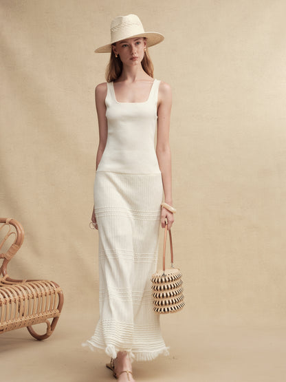 Textured Slim-Fit Knit Midi Dress