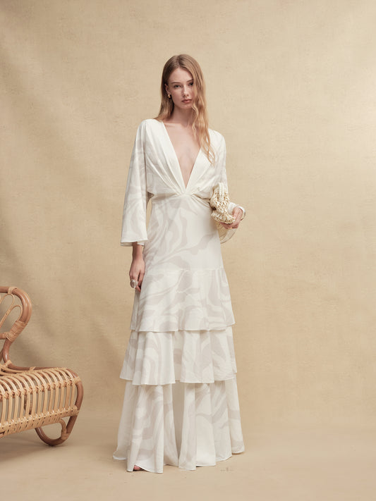 Silky Printed Flare Maxi Dress