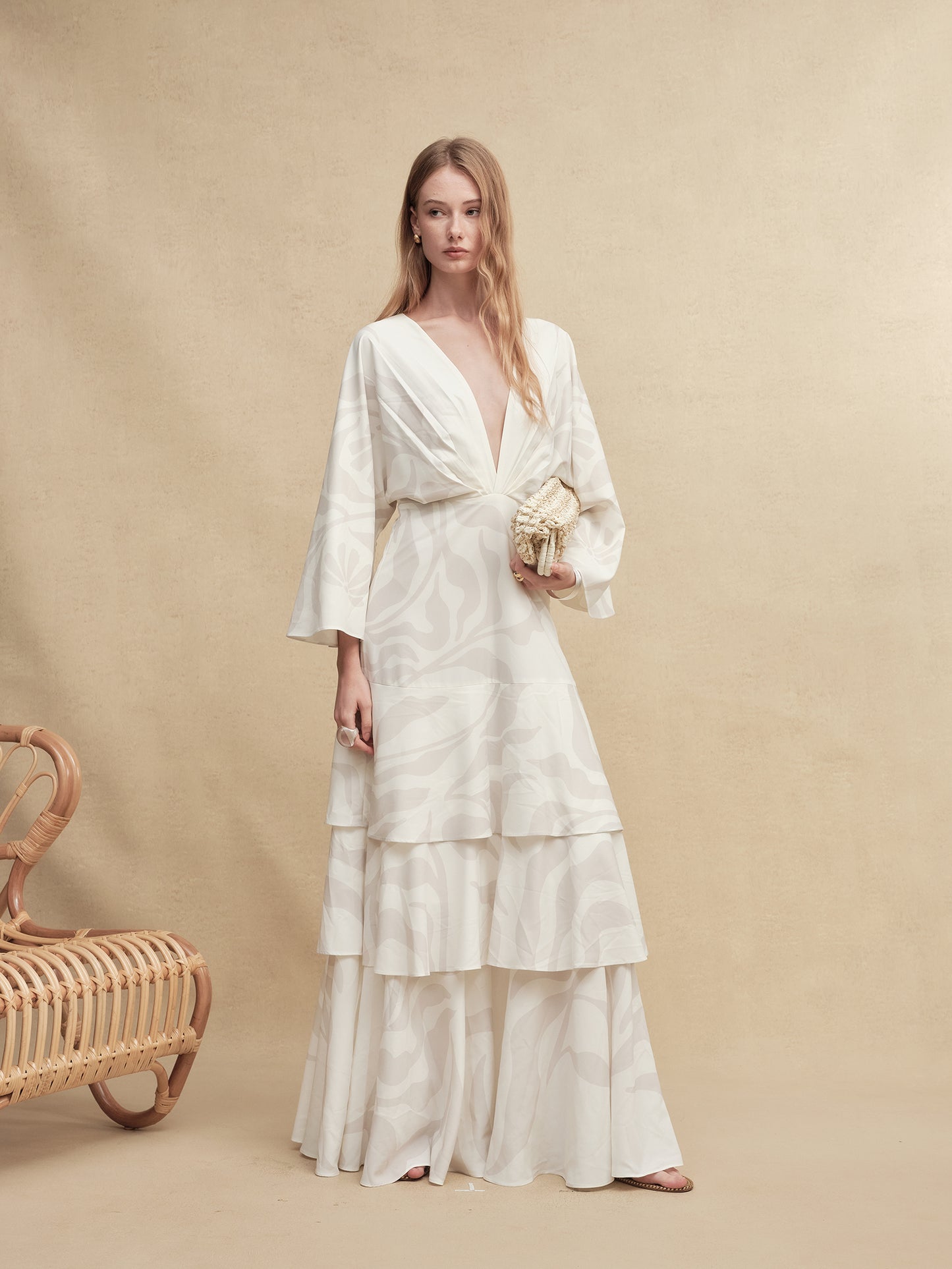 Silky Printed Flare Maxi Dress