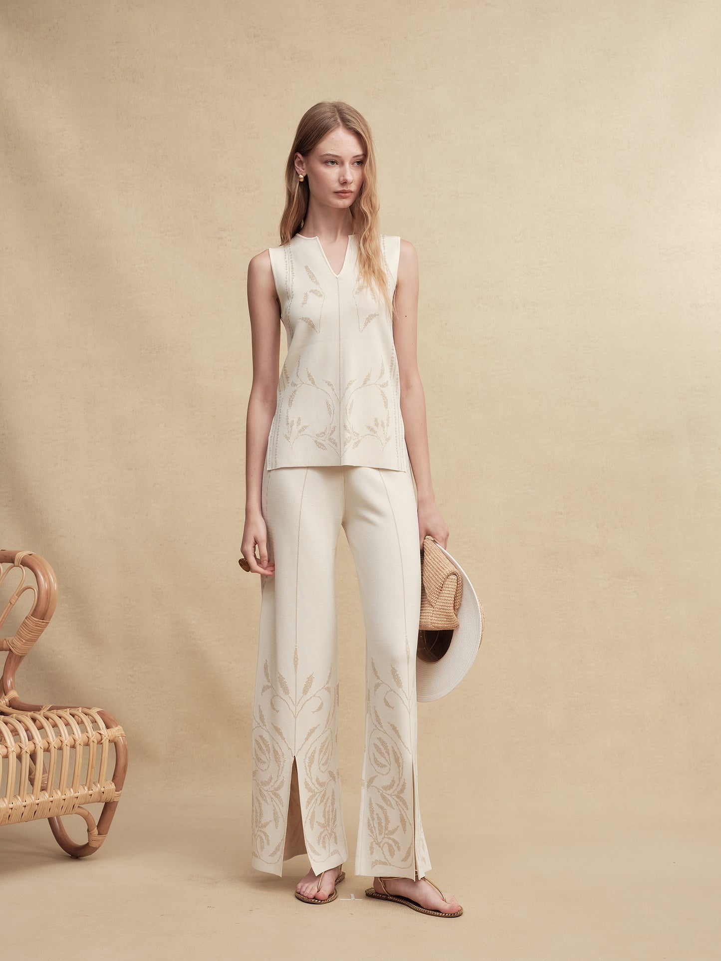 Silk-Blend Jacquard Knit Pants