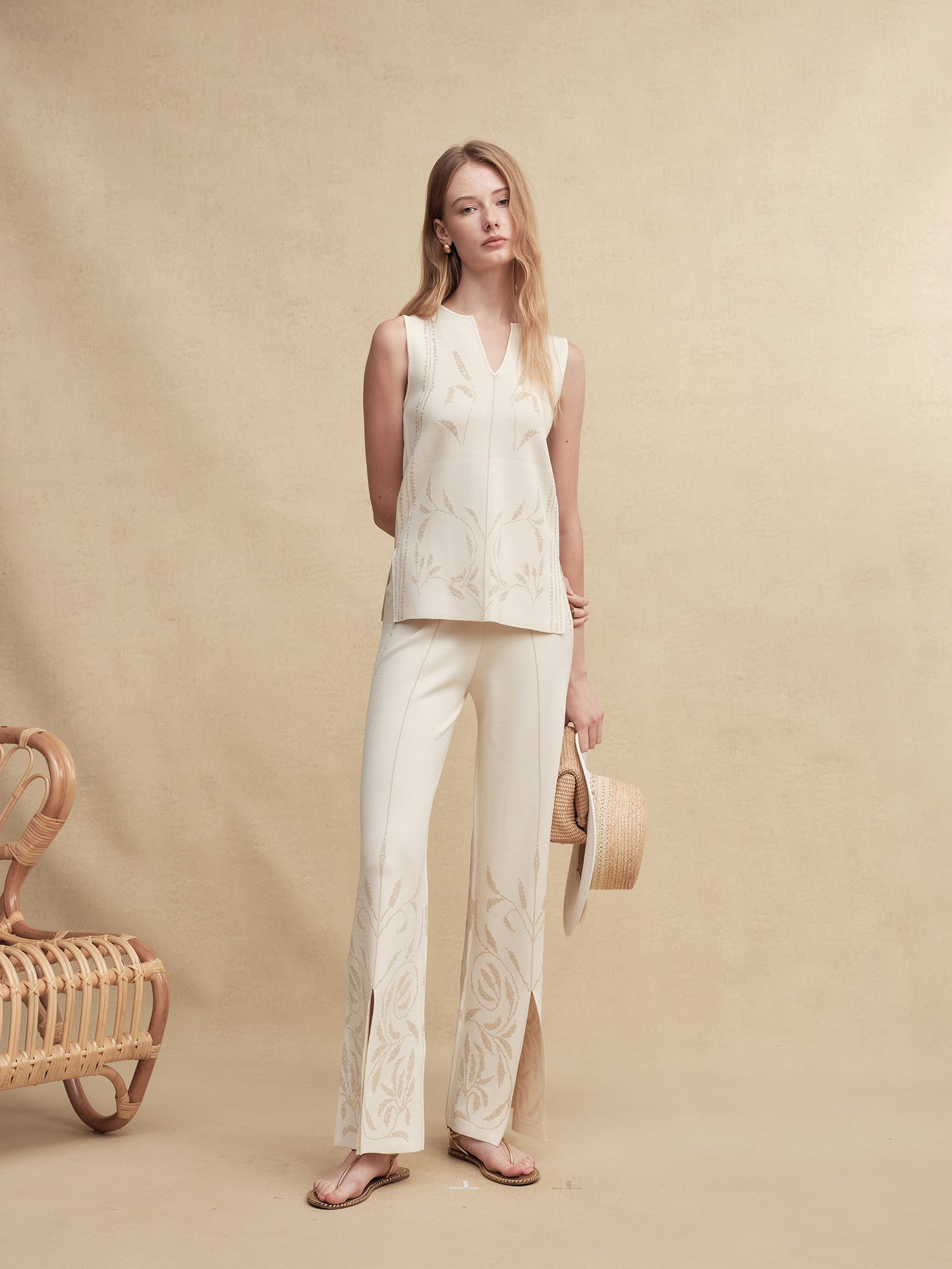 Silk-Blend Jacquard Knit Pants