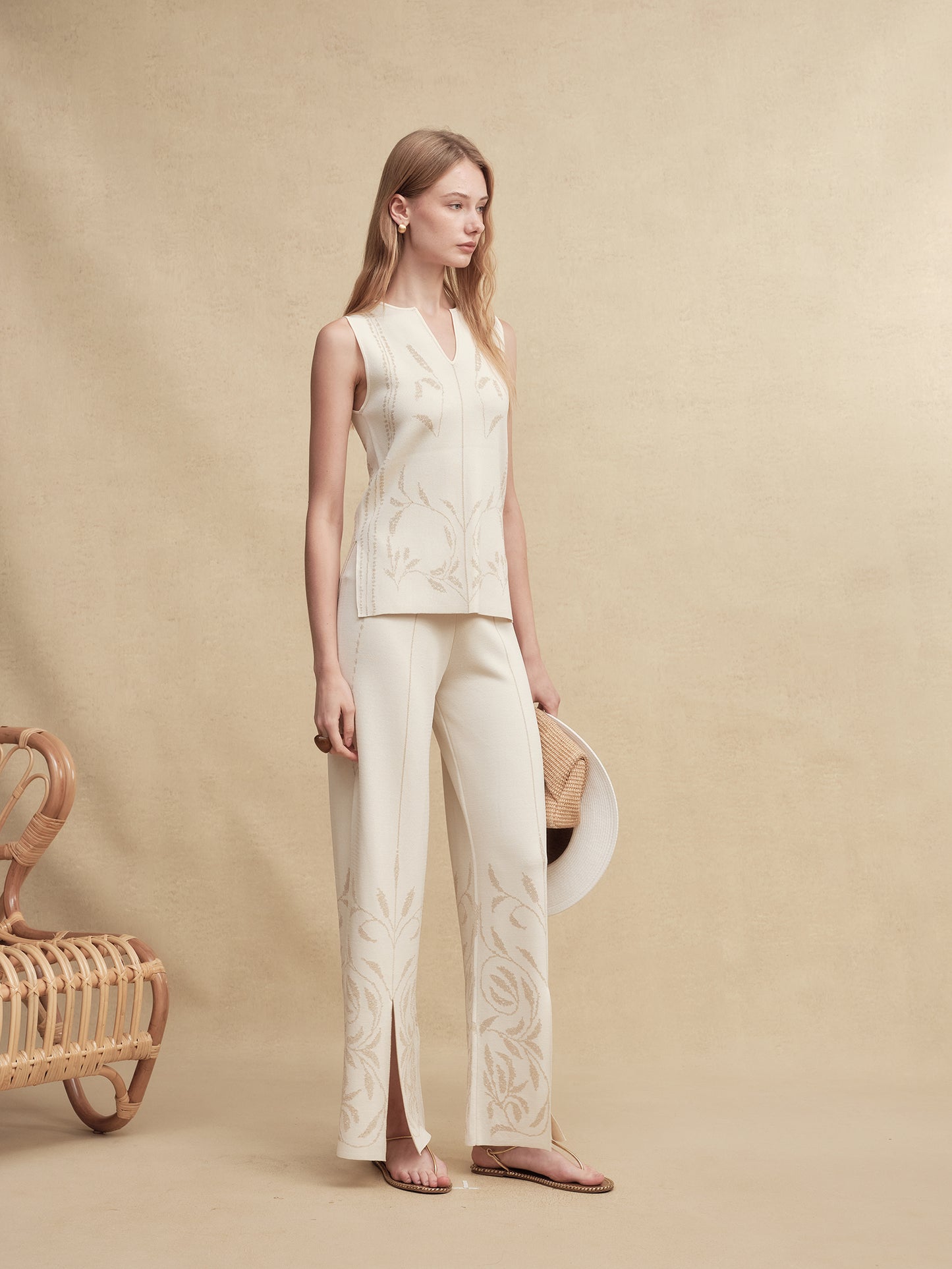 Silk-Blend Jacquard Knit Pants
