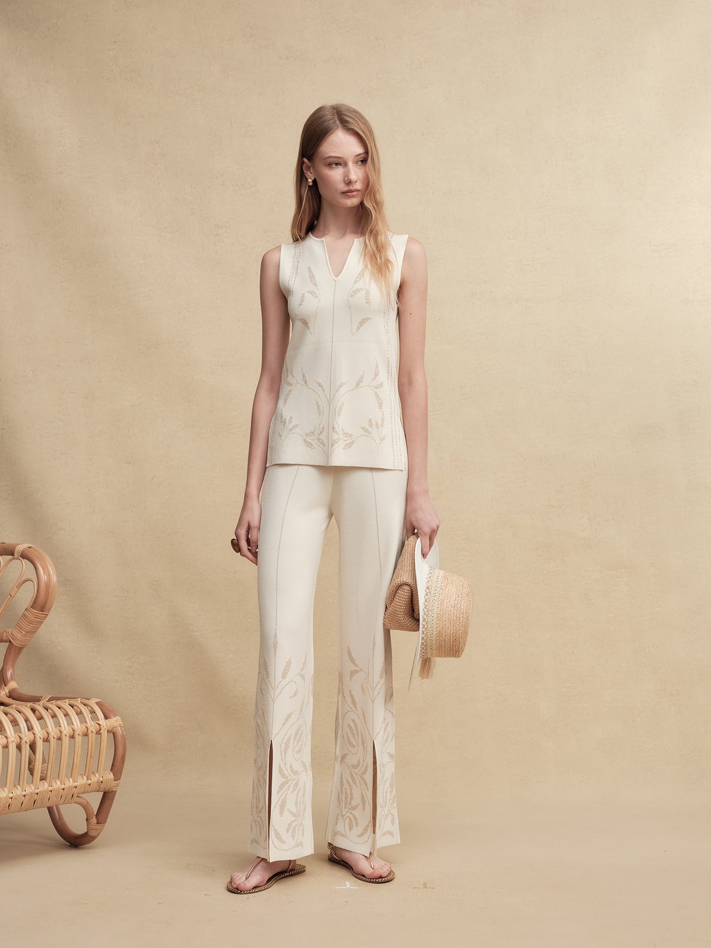 Silk-Blend Jacquard Knit Pants