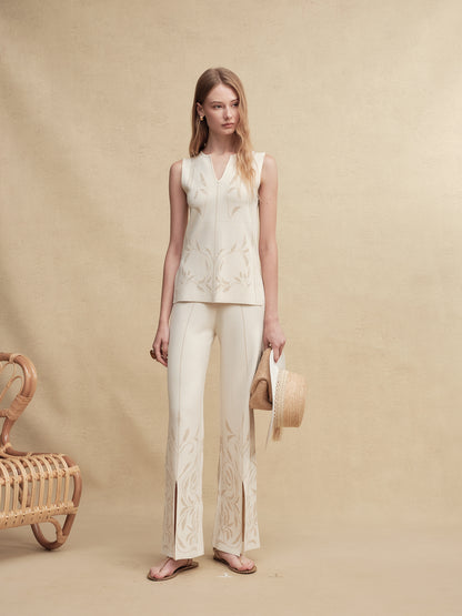 Silk-Blend Jacquard Knit Pants