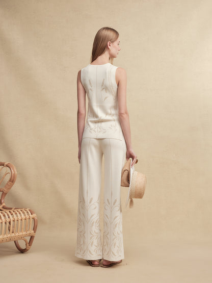 Silk-Blend Jacquard Knit Pants