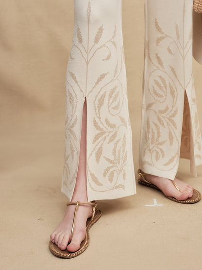 Silk-Blend Jacquard Knit Pants