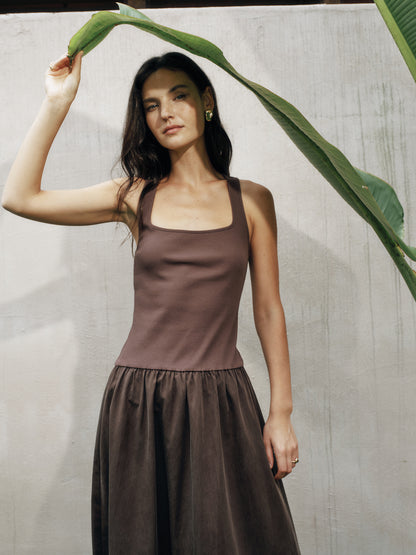 Timeless Capsule Classic Minimalist I-Back Panel Maxi Dress