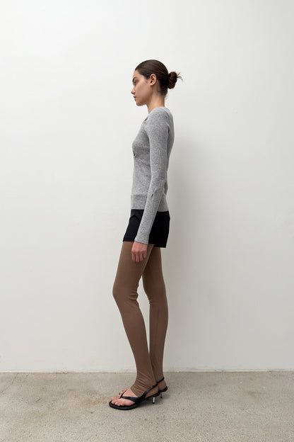 SLIM RIBBED SNAP KNIT