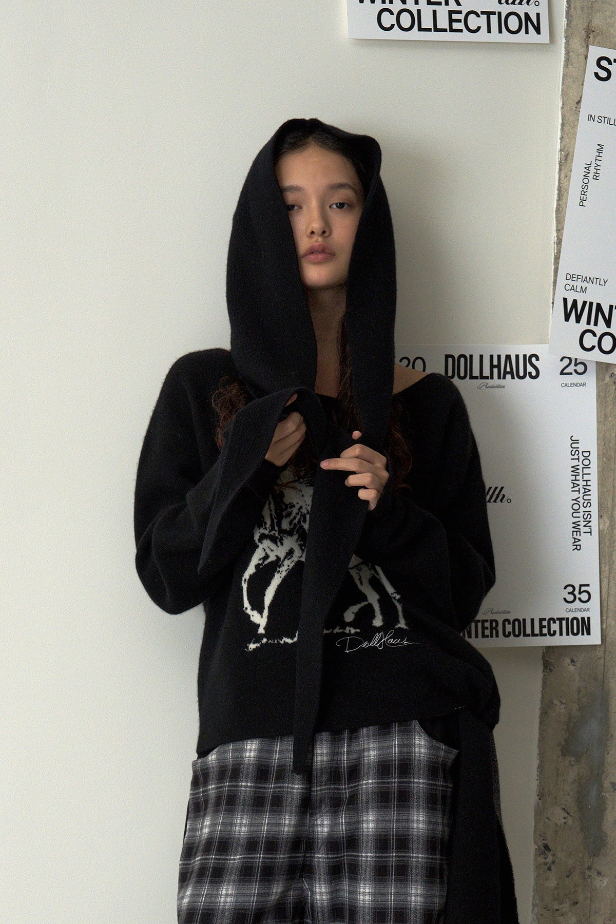 Cashmere Hooded Scarf Black