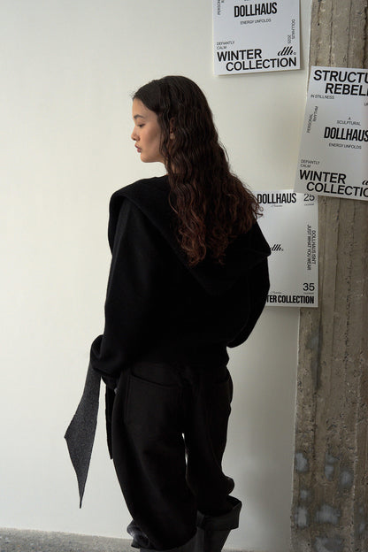 Cashmere Hooded Scarf Black