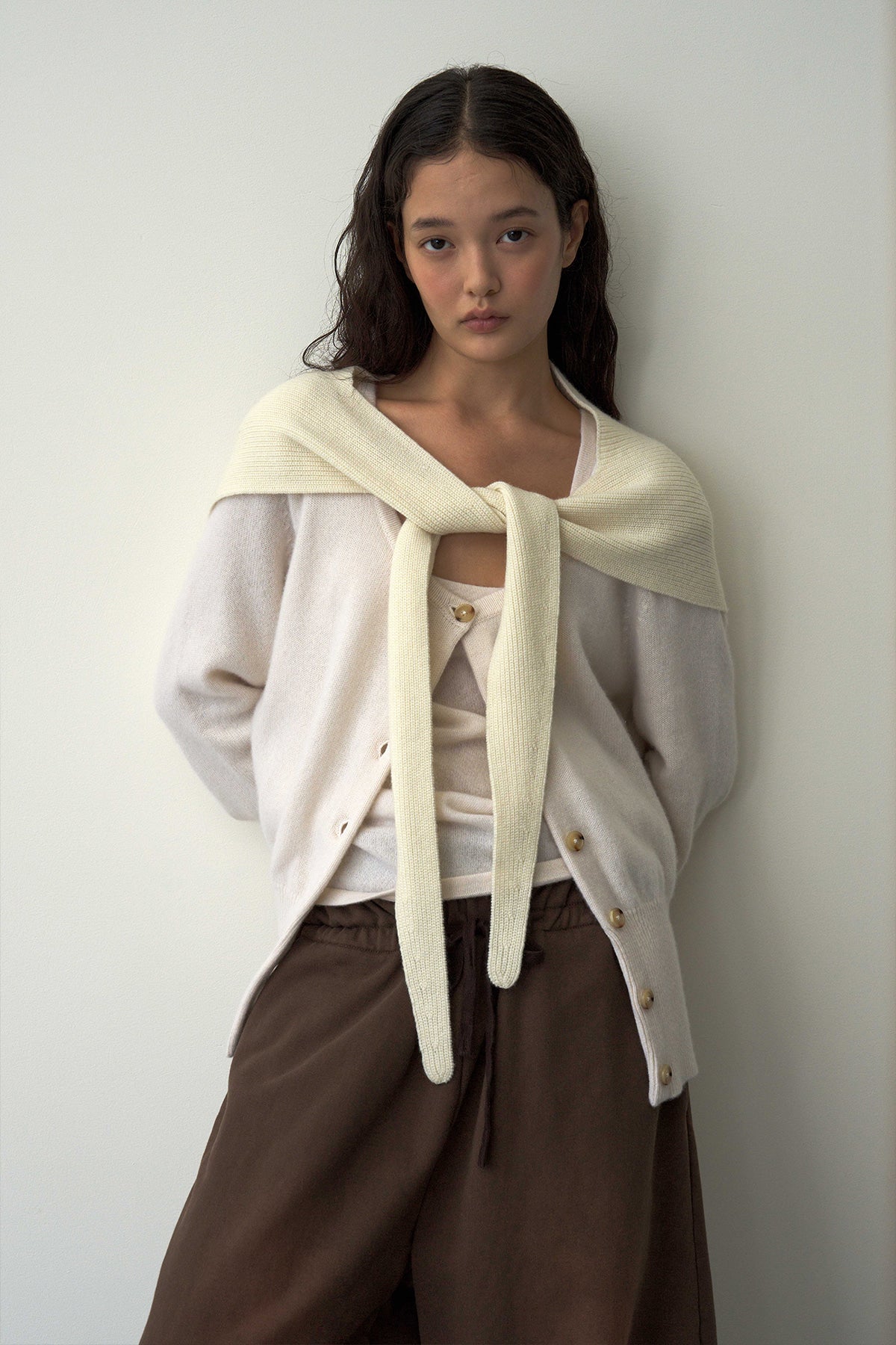 Cashmere Hooded Scarf White