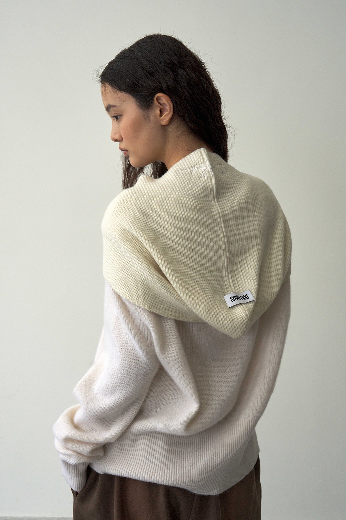 Cashmere Hooded Scarf White