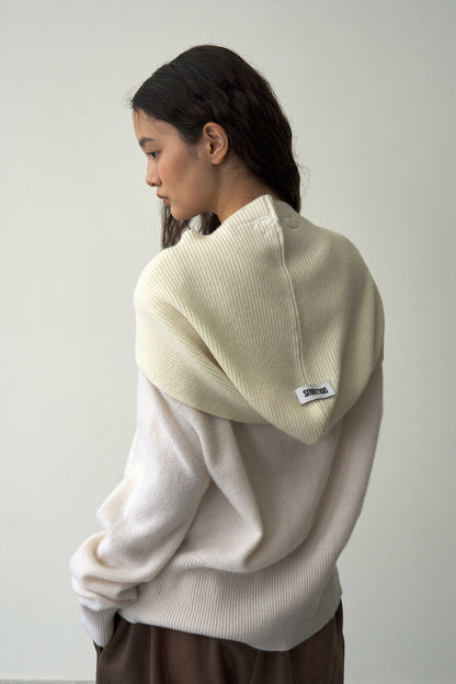 Cashmere Hooded Scarf White