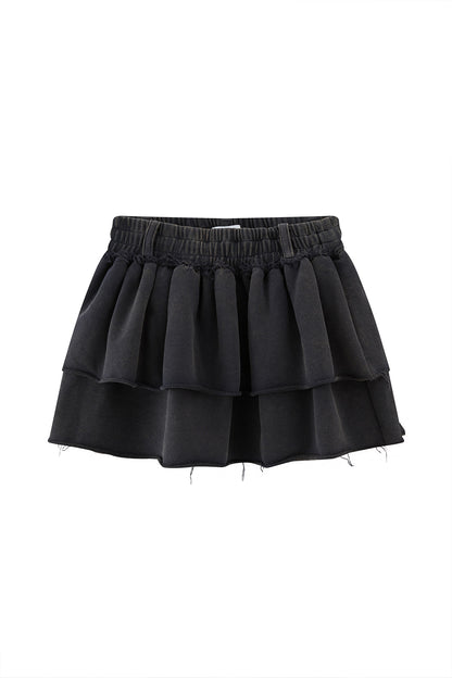 Distressed Sweatshirt Mini Skirt-Dark Gray