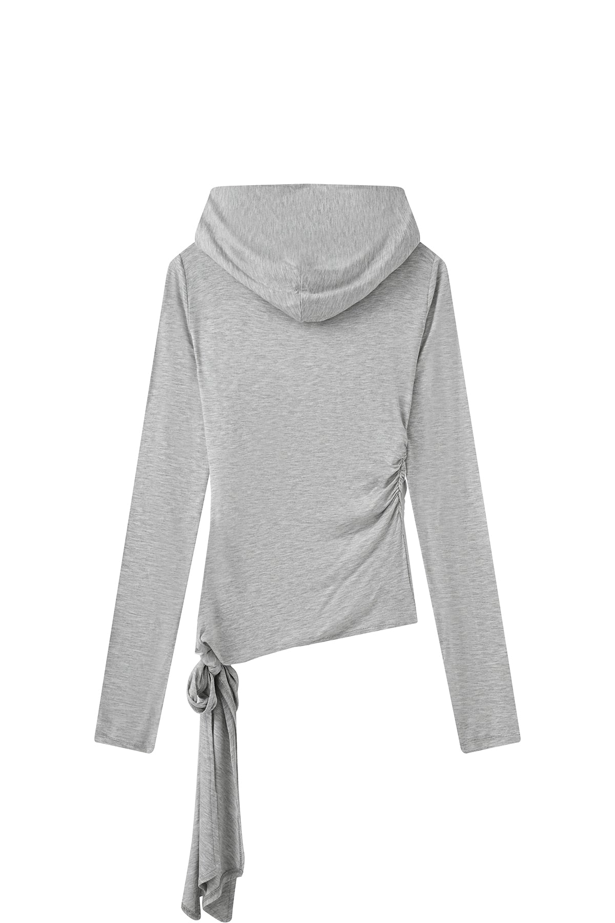 Ruched Hooded Top-Gray