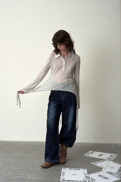 Side-Tie Long-Sleeve Top-Cream