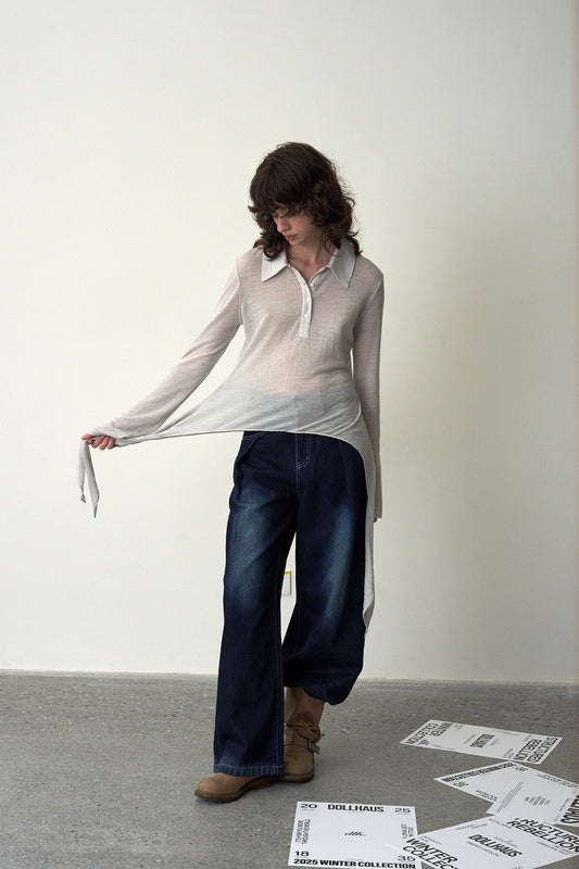 Side-Tie Long-Sleeve Top-Cream