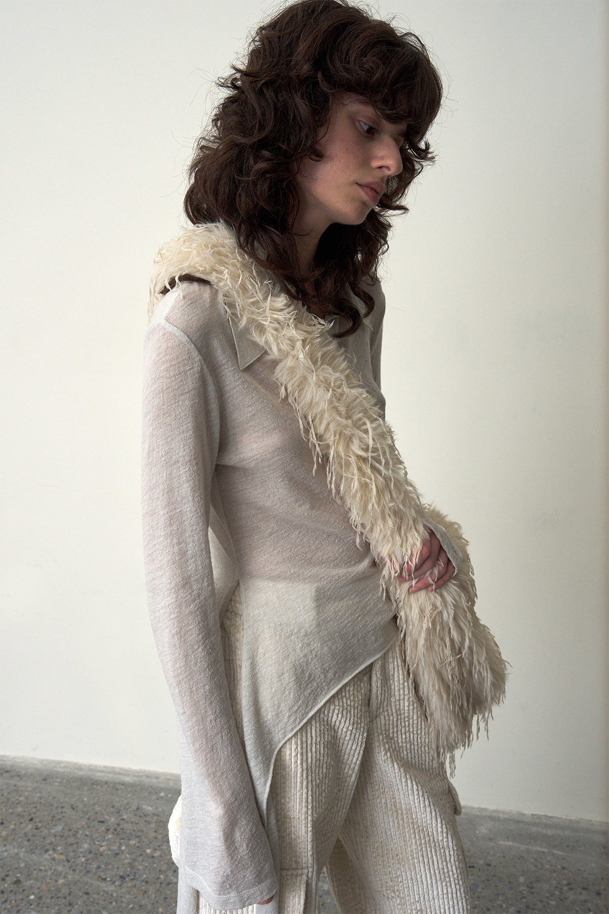 Side-Tie Long-Sleeve Top-Cream