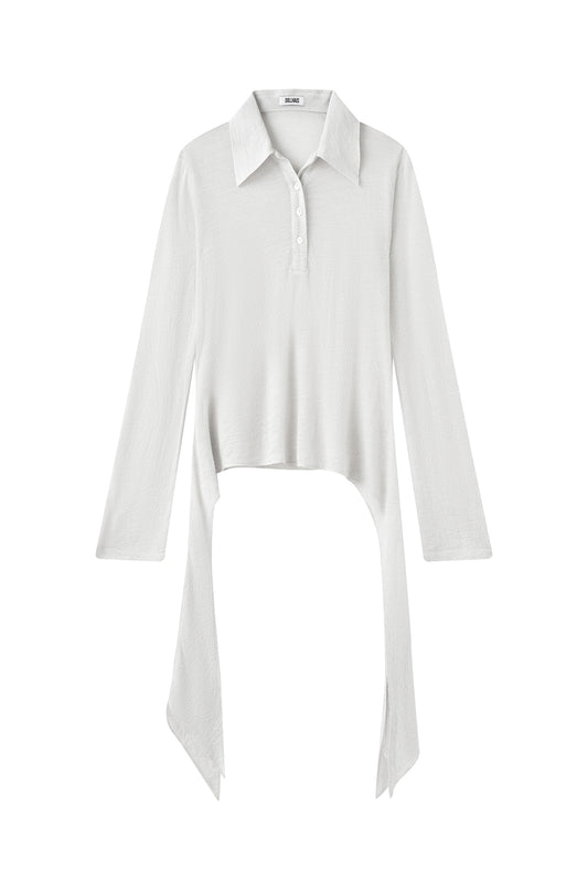 Side-Tie Long-Sleeve Top-Cream