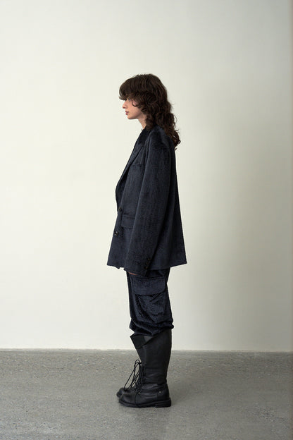 Corduroy Cargo Pants-Blue