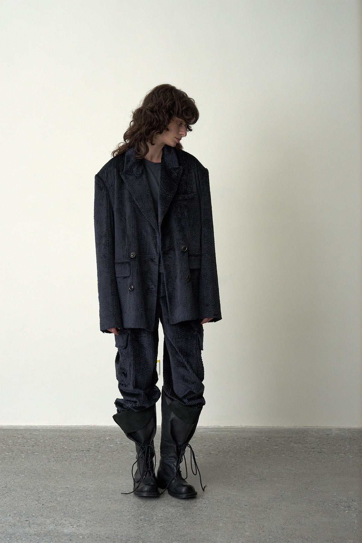 Corduroy Cargo Pants-Blue