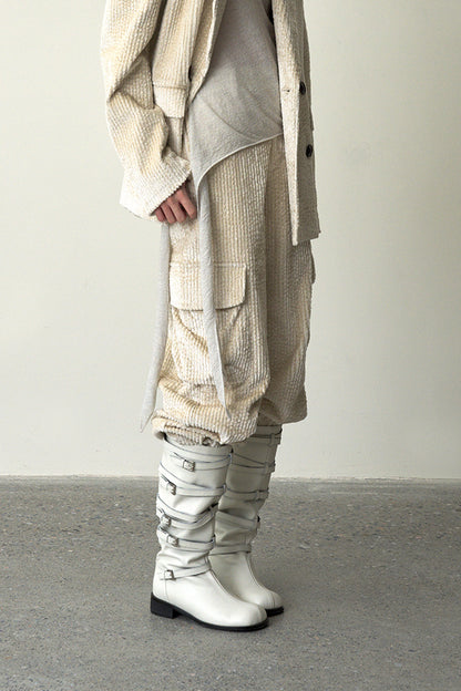 Corduroy Cargo Pants-White