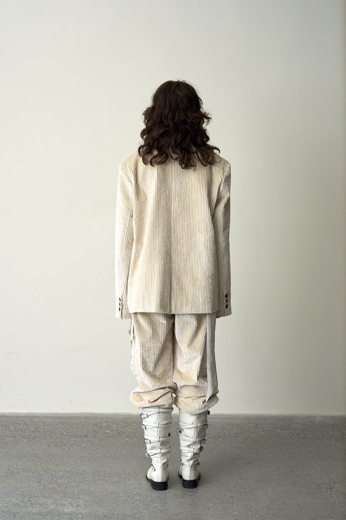 Corduroy Cargo Pants-White