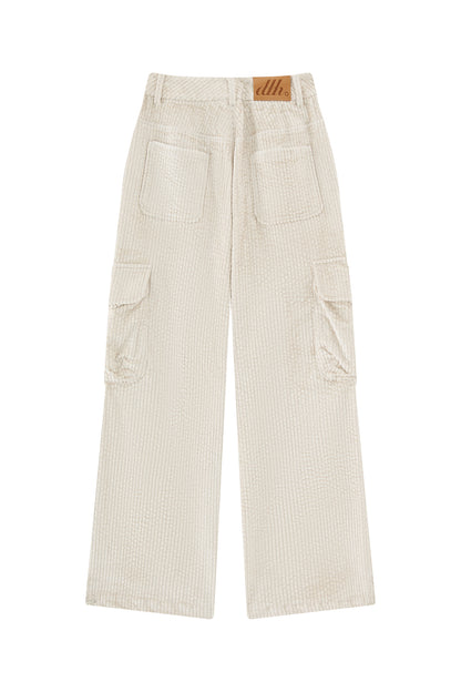 Corduroy Cargo Pants-White