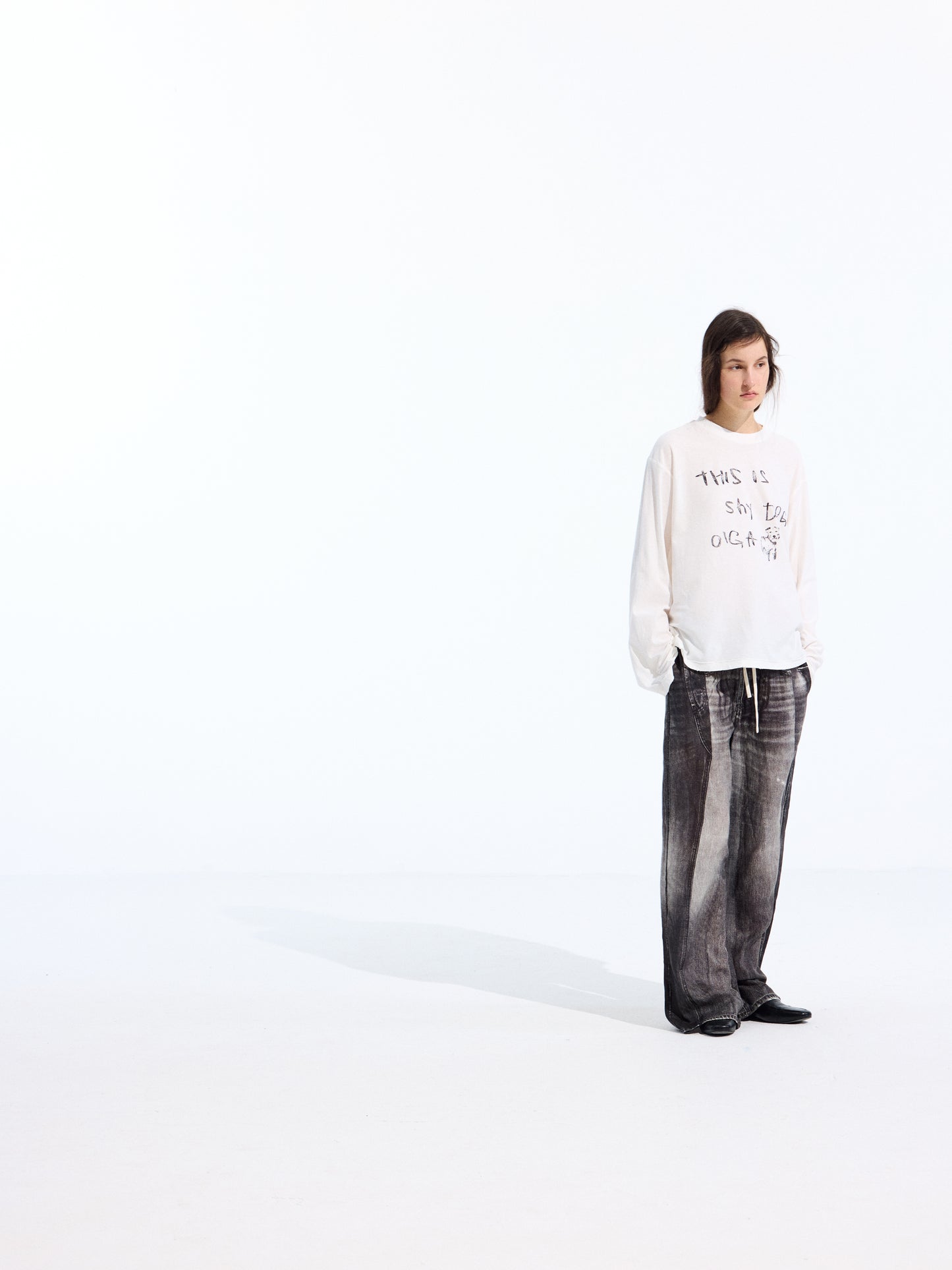 Denim-Print Linen Trousers