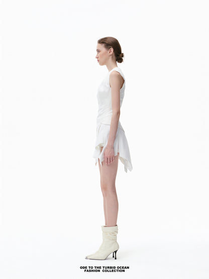 Luxury Slim-Fit Spliced Sleeveless Top, Original Design, Armpit Coverage, Summer Vest