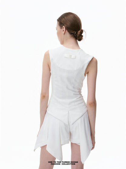 Luxury Slim-Fit Spliced Sleeveless Top, Original Design, Armpit Coverage, Summer Vest
