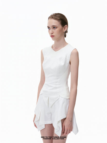 Luxury Slim-Fit Spliced Sleeveless Top, Original Design, Armpit Coverage, Summer Vest