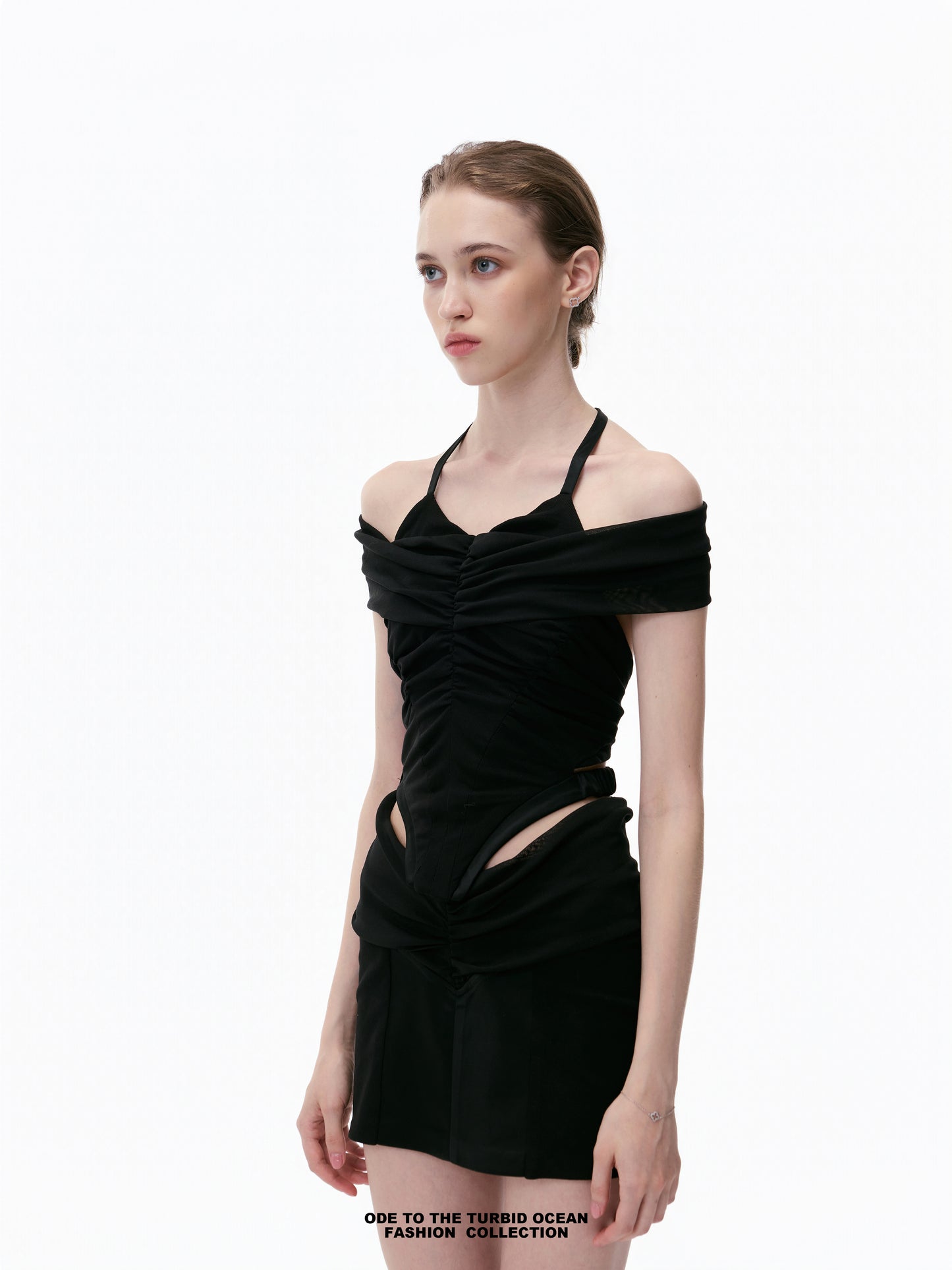 Luxury Black Ruched Spliced Cami Elegant Summer Top