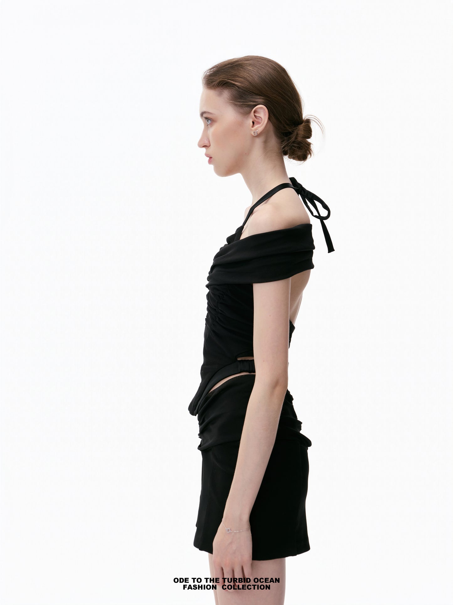 Luxury Black Ruched Spliced Cami Elegant Summer Top