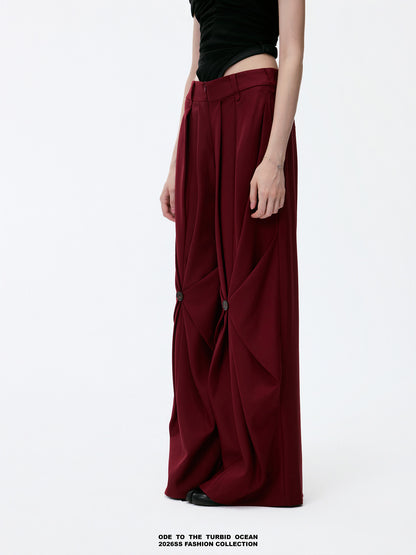 ODE TO THE TURBID OCEAN Tailored Full Lining Cuprammonium Wool Long Suit Pants