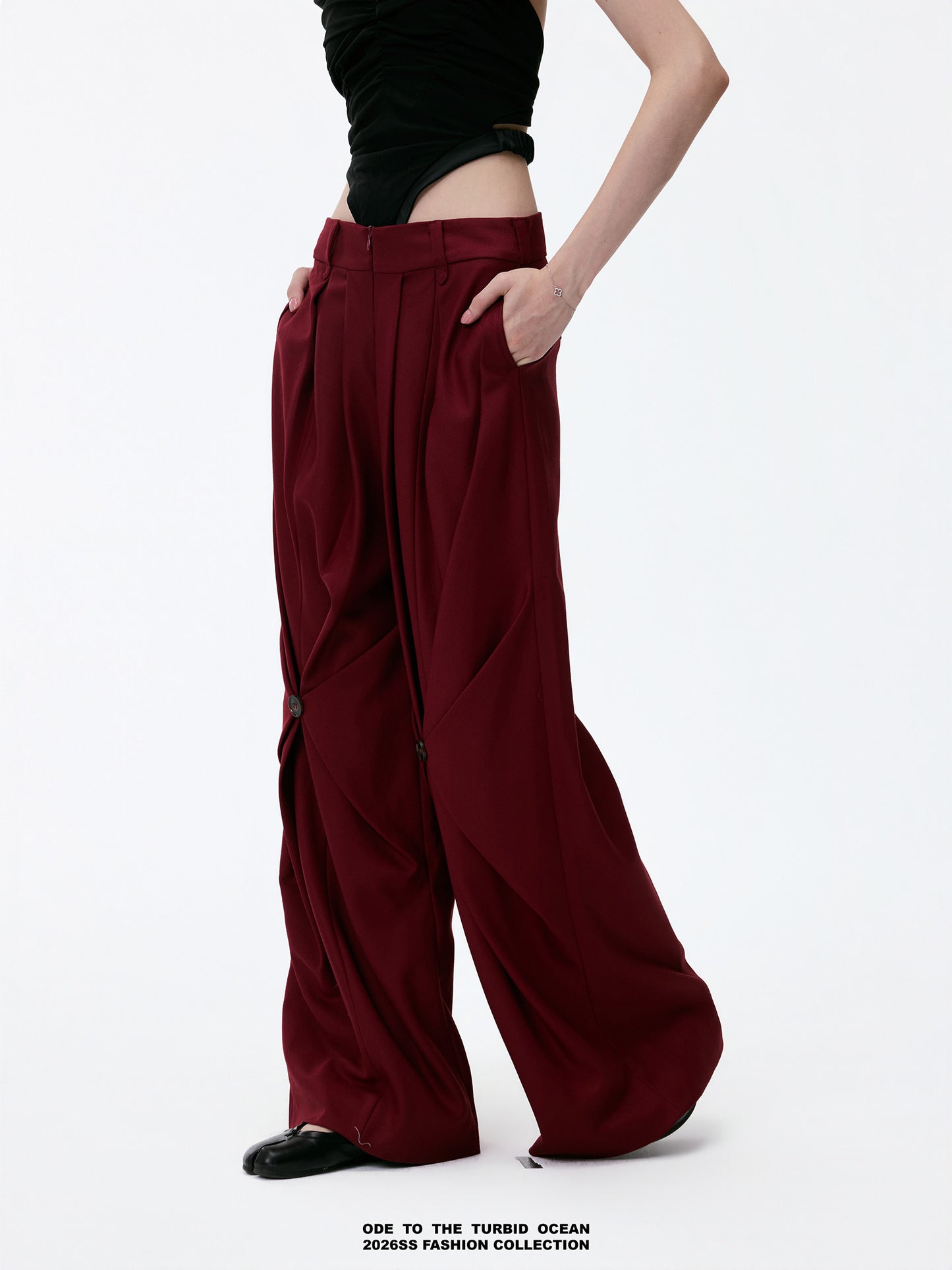 ODE TO THE TURBID OCEAN Tailored Full Lining Cuprammonium Wool Long Suit Pants