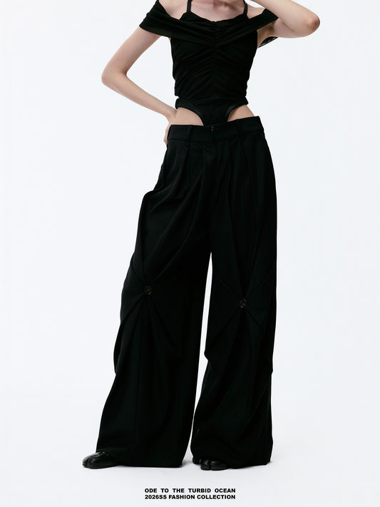 ODE TO THE TURBID OCEAN Tailored Full Lining Cuprammonium Wool Long Suit Pants