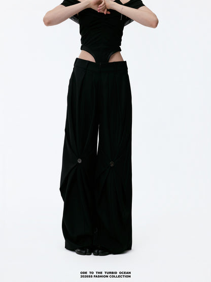 ODE TO THE TURBID OCEAN Tailored Full Lining Cuprammonium Wool Long Suit Pants