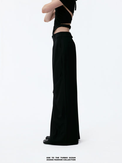 ODE TO THE TURBID OCEAN Tailored Full Lining Cuprammonium Wool Long Suit Pants