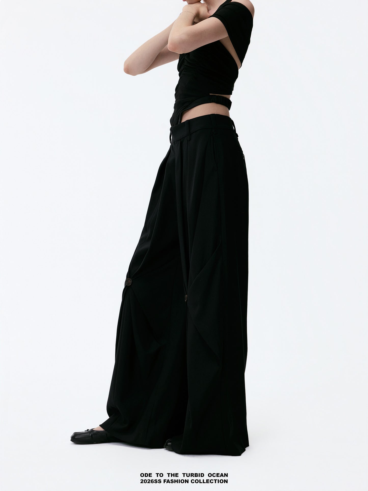 ODE TO THE TURBID OCEAN Tailored Full Lining Cuprammonium Wool Long Suit Pants
