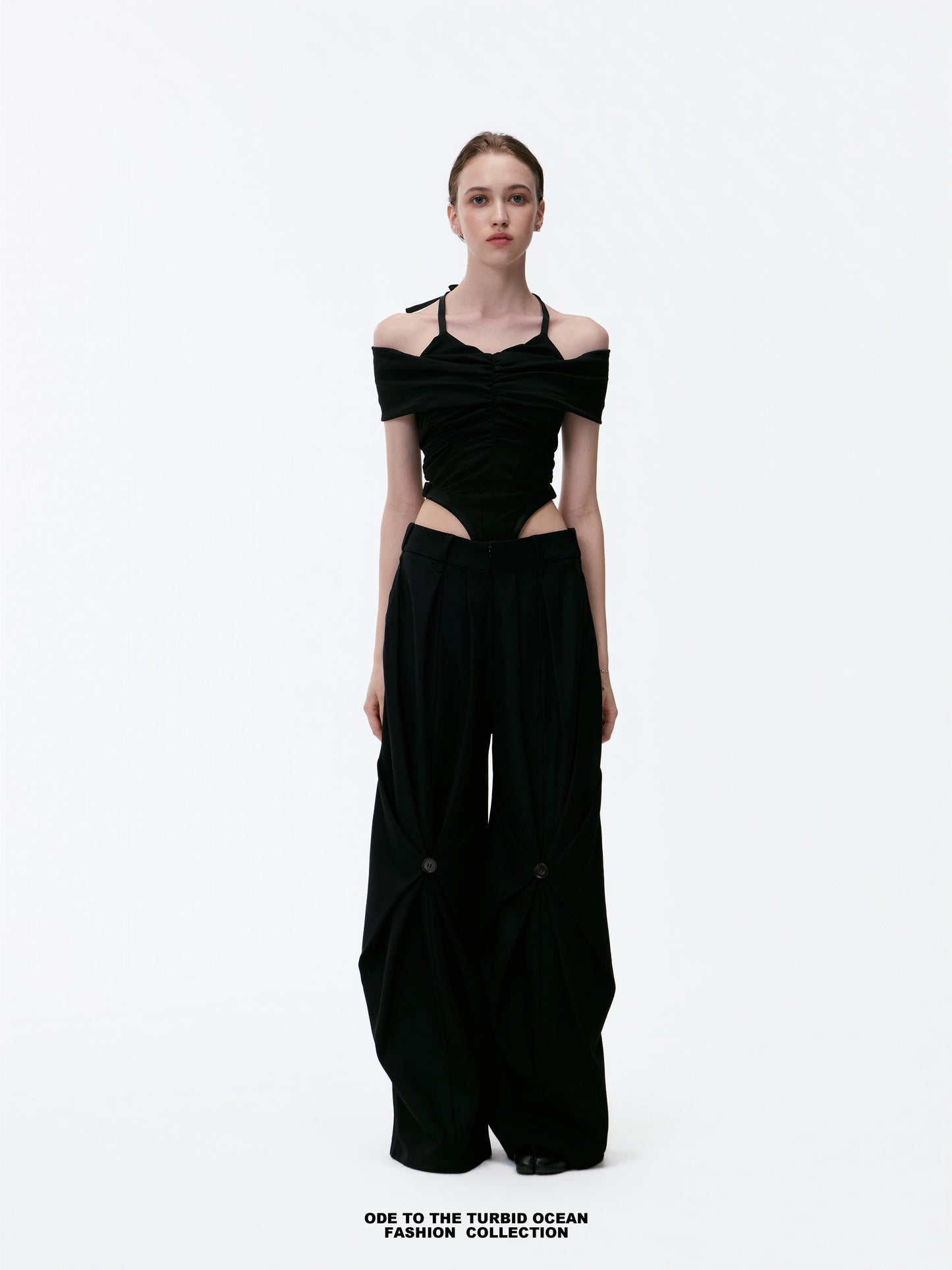 Luxury Black Ruched Spliced Cami Elegant Summer Top