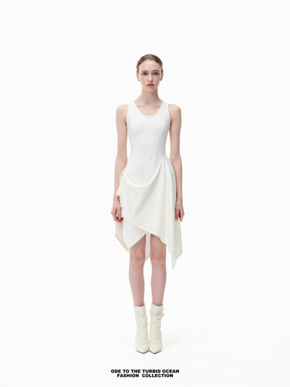 Luxury Irregular Pleated Dress, Draping & Slim Fit, Elegant Original Summer Dress