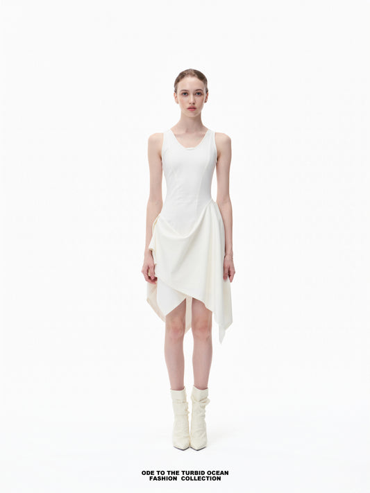Luxury Irregular Pleated Dress, Draping & Slim Fit, Elegant Original Summer Dress